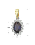 14K bicolor goud geel/wit hanger saffier en diamant 0.10ct h si 4208183 - PansiteNederland.nl