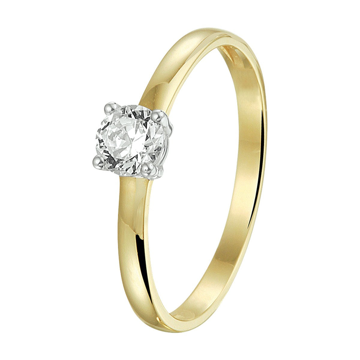 14K Bicolor Geel- En Witgoud Geel/Wit Ring Met Zirkonia 4208272 - PansiteNederland.nl