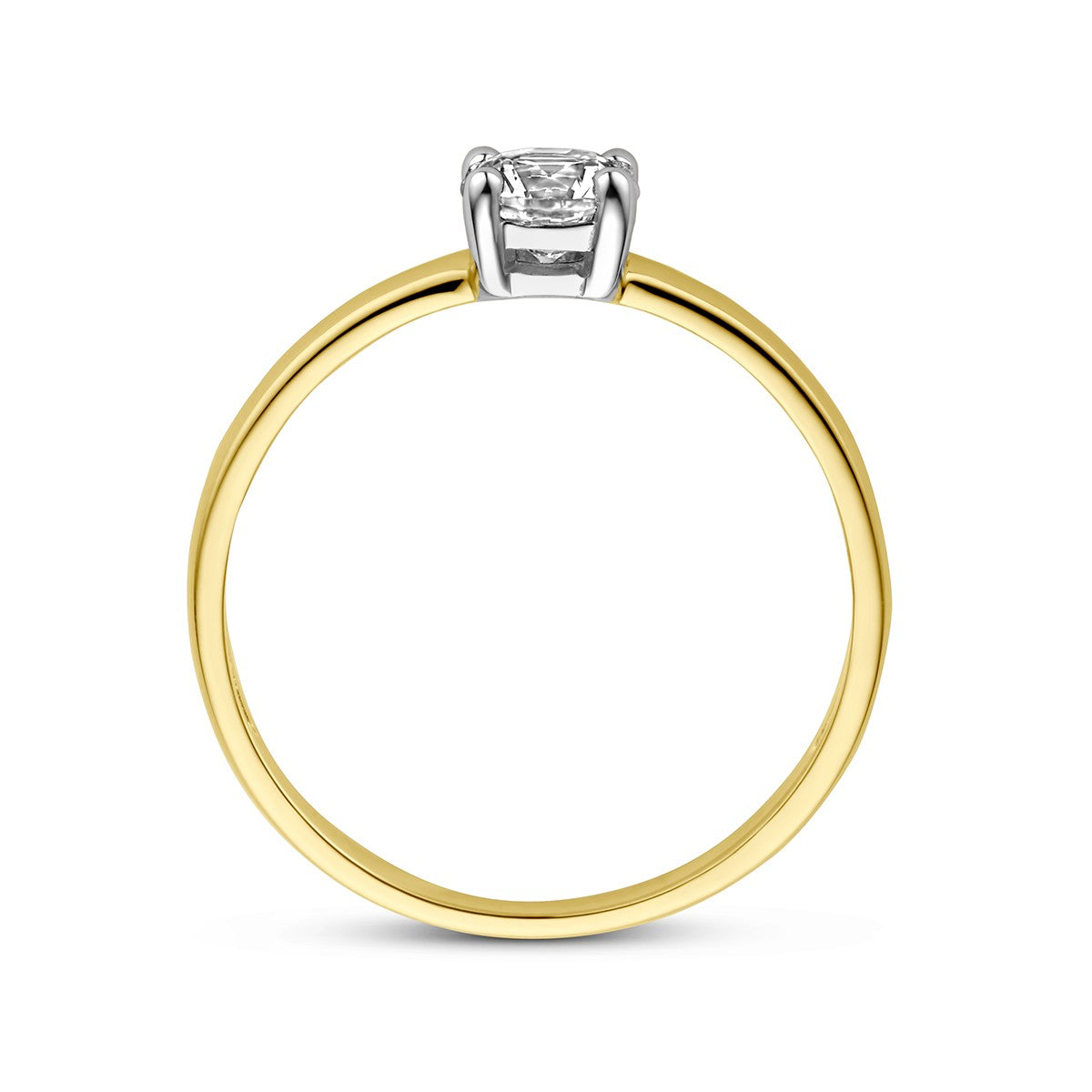 14K Bicolor Geel- En Witgoud Geel/Wit Ring Met Zirkonia 4208272 - PansiteNederland.nl