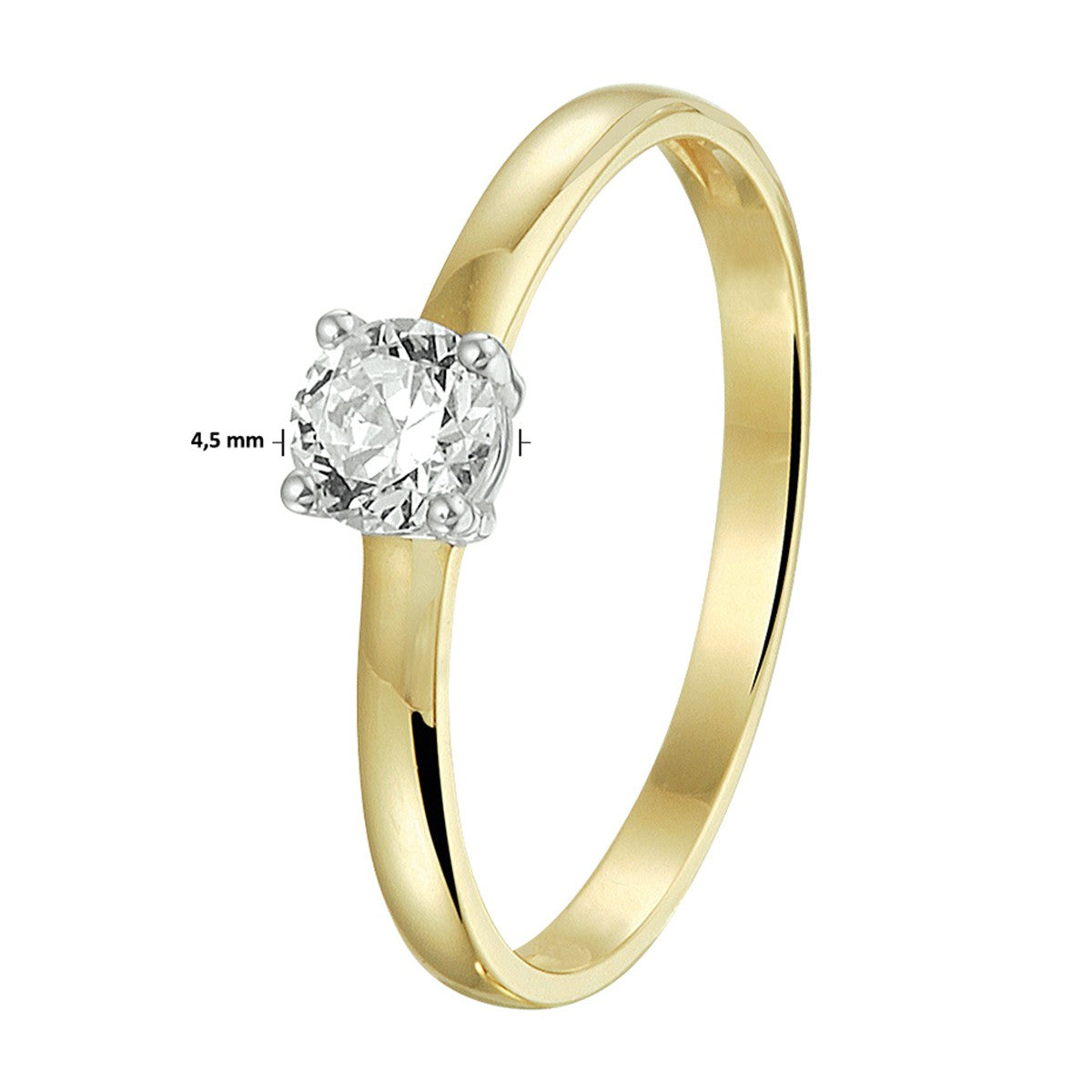 14K Bicolor Geel- En Witgoud Geel/Wit Ring Met Zirkonia 4208272 - PansiteNederland.nl