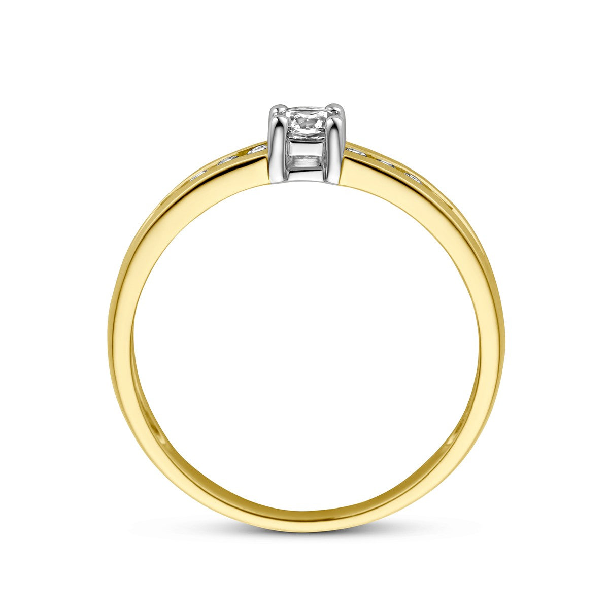 14K Bicolor Geel- En Witgoud Geel/Wit Ring Met Zirkonia 4208278 - PansiteNederland.nl