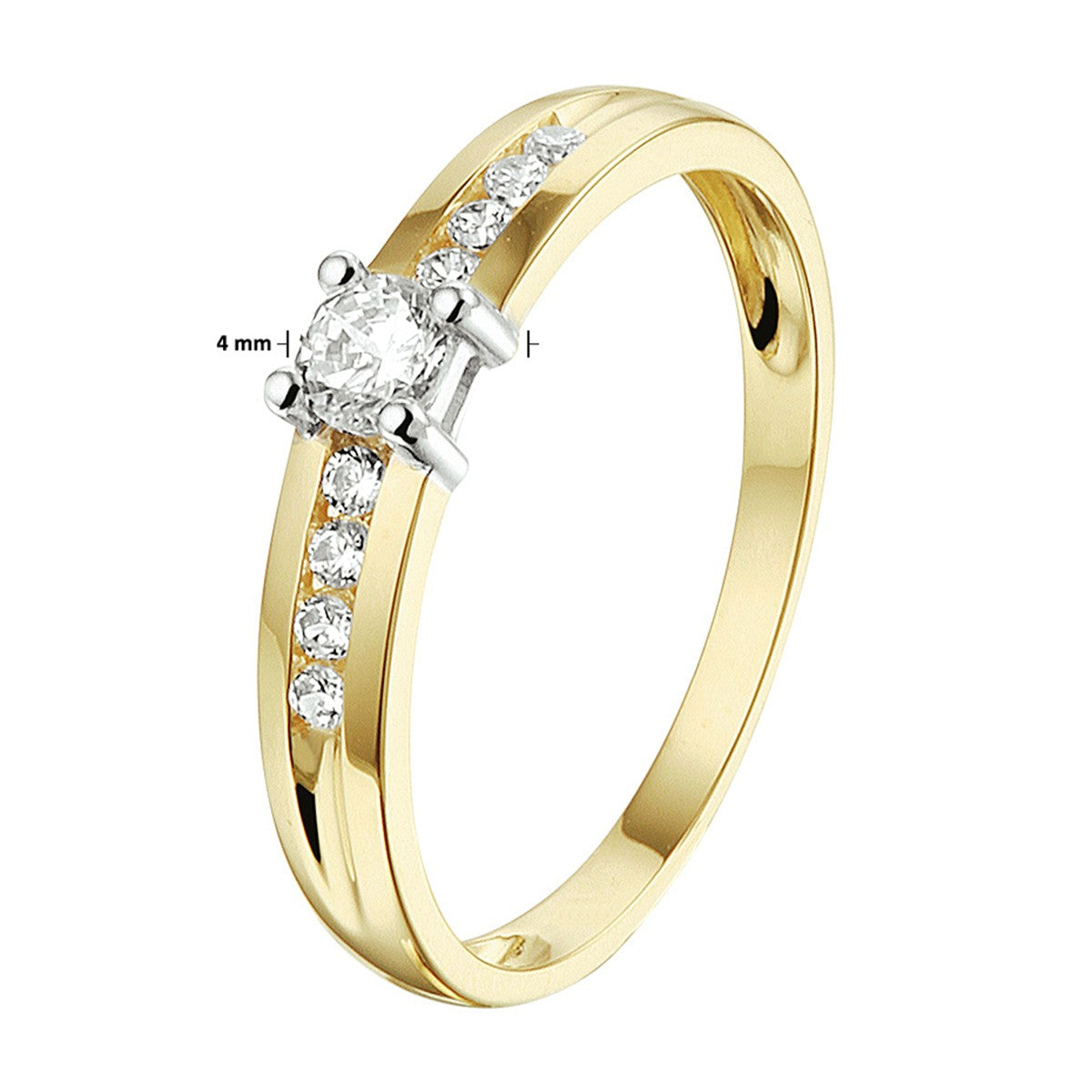 14K Bicolor Geel- En Witgoud Geel/Wit Ring Met Zirkonia 4208278 - PansiteNederland.nl