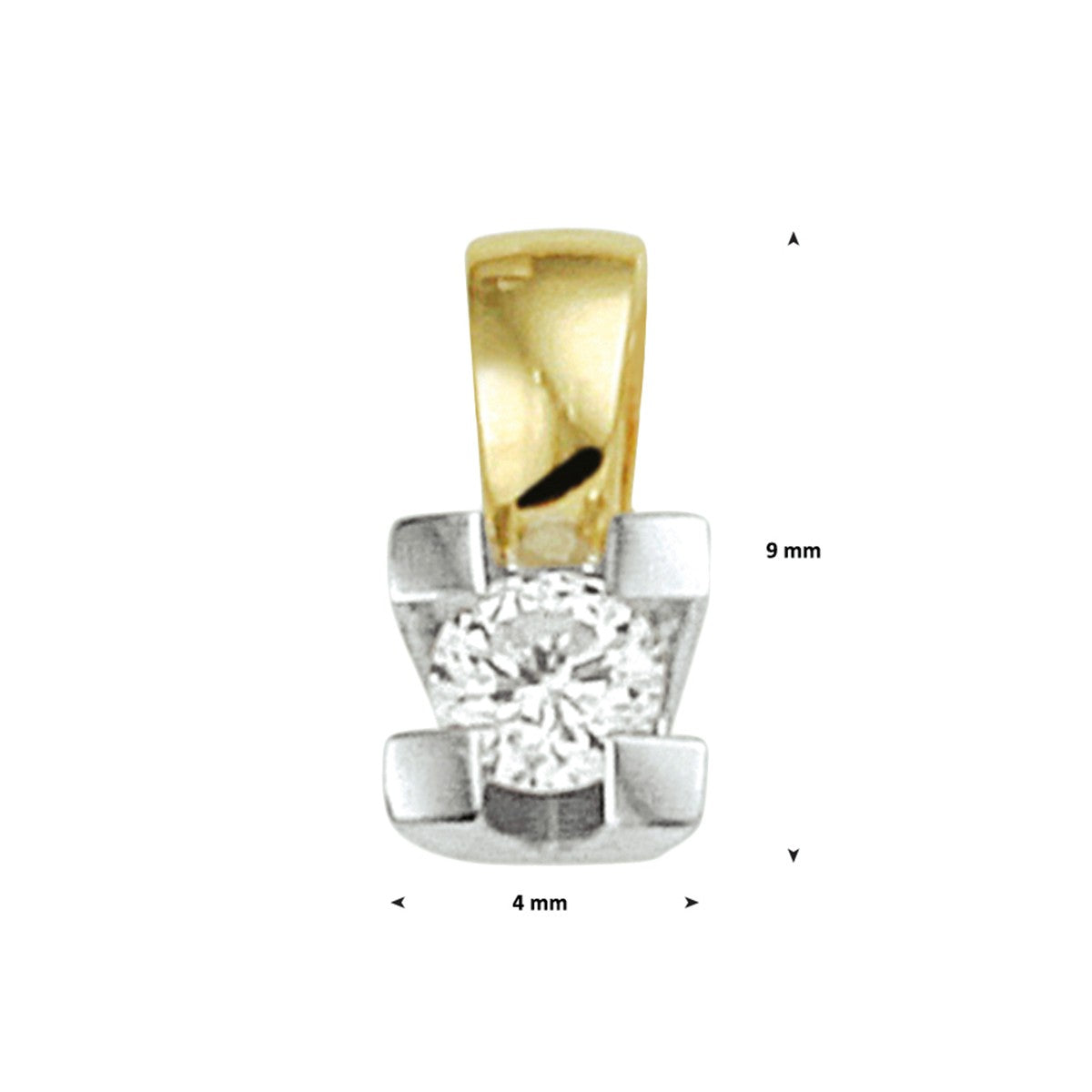 14K bicolor goud geel/wit hanger diamant 0.10ct h si 4208284 - PansiteNederland.nl