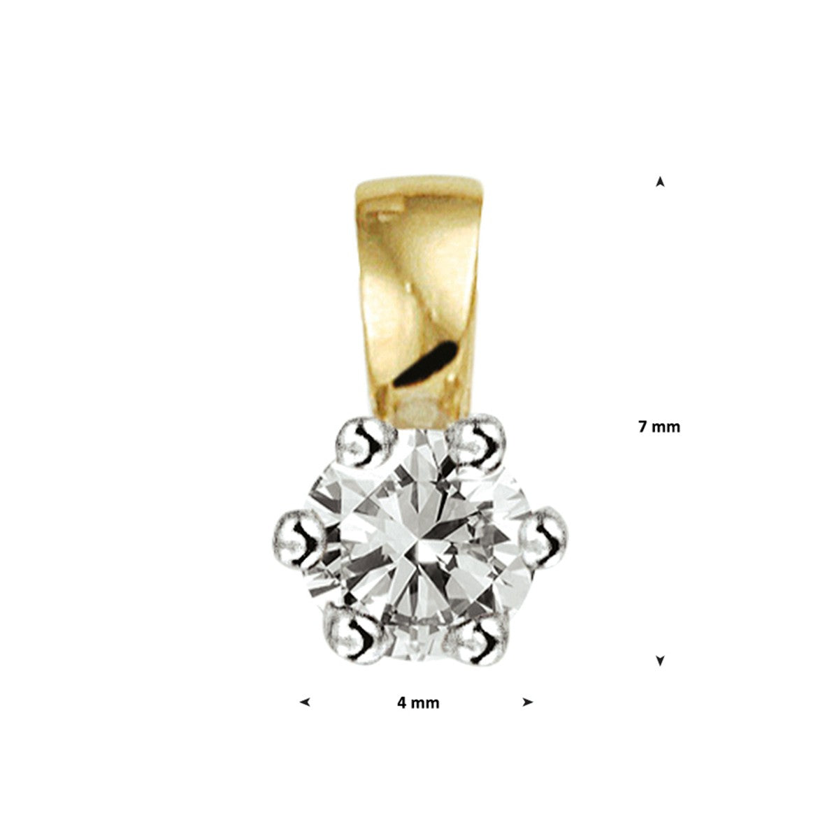 14K bicolor goud geel/wit hanger diamant 0.10ct h si 4208285 - PansiteNederland.nl