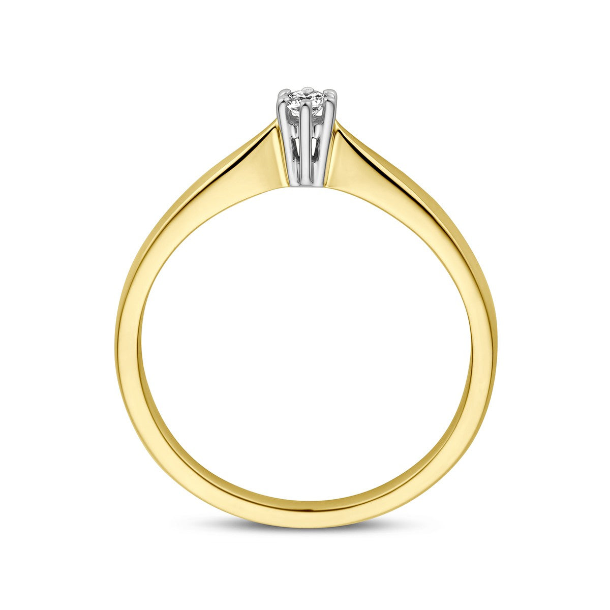 14K Bicolor Geel- En Witgoud Geel/Wit Ring Diamant 0.05Ct H Si 4208347 - PansiteNederland.nl