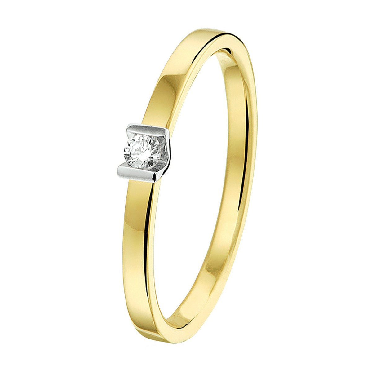 14K Bicolor Geel- En Witgoud Geel/Wit Ring Diamant 0.05Ct H Si 4208356 - PansiteNederland.nl