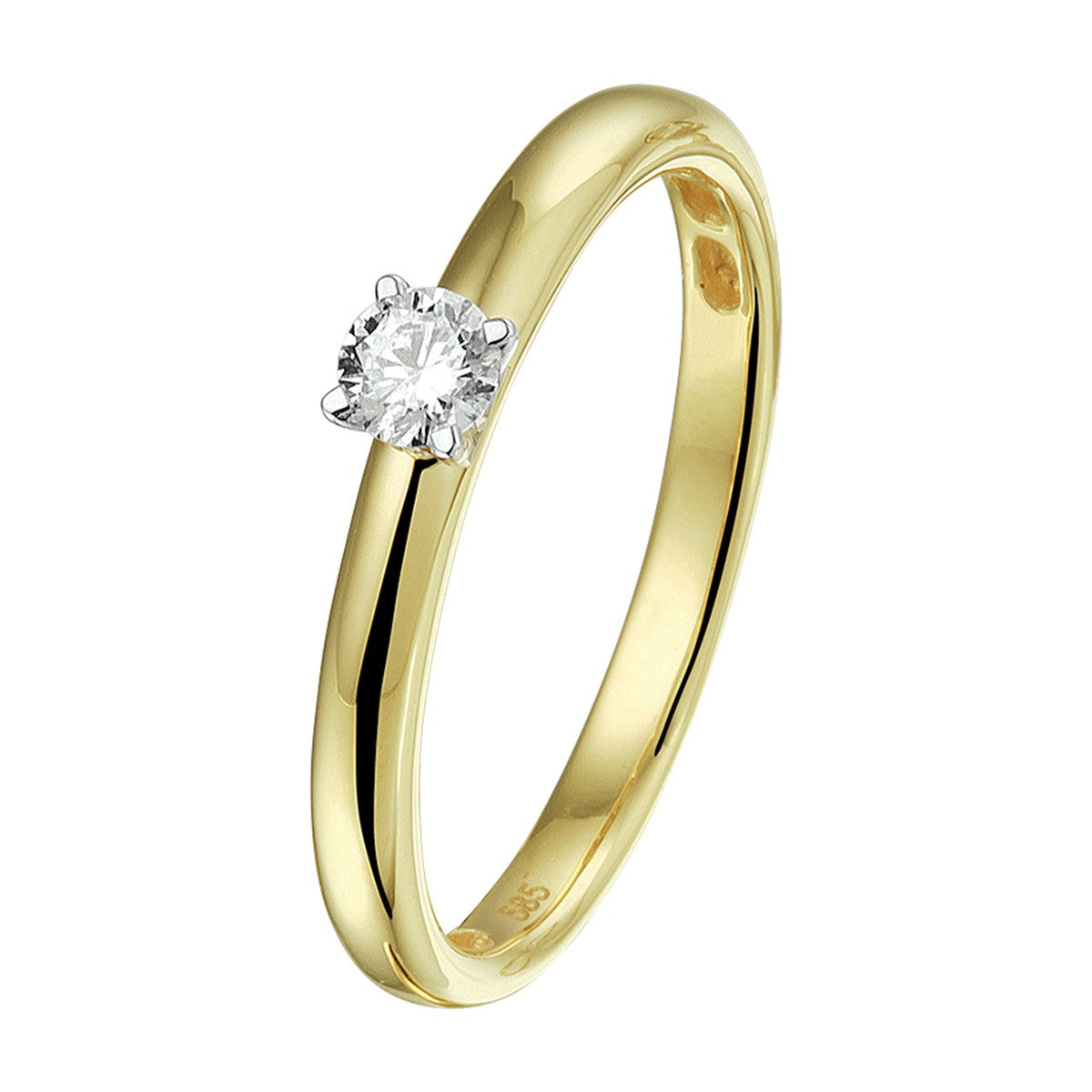 14K Bicolor Geel- En Witgoud Geel/Wit Ring Diamant 0.15Ct H Si 4208376 - PansiteNederland.nl