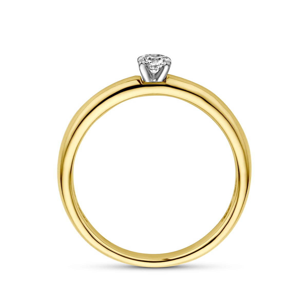 14K Bicolor Geel- En Witgoud Geel/Wit Ring Diamant 0.15Ct H Si 4208376 - PansiteNederland.nl