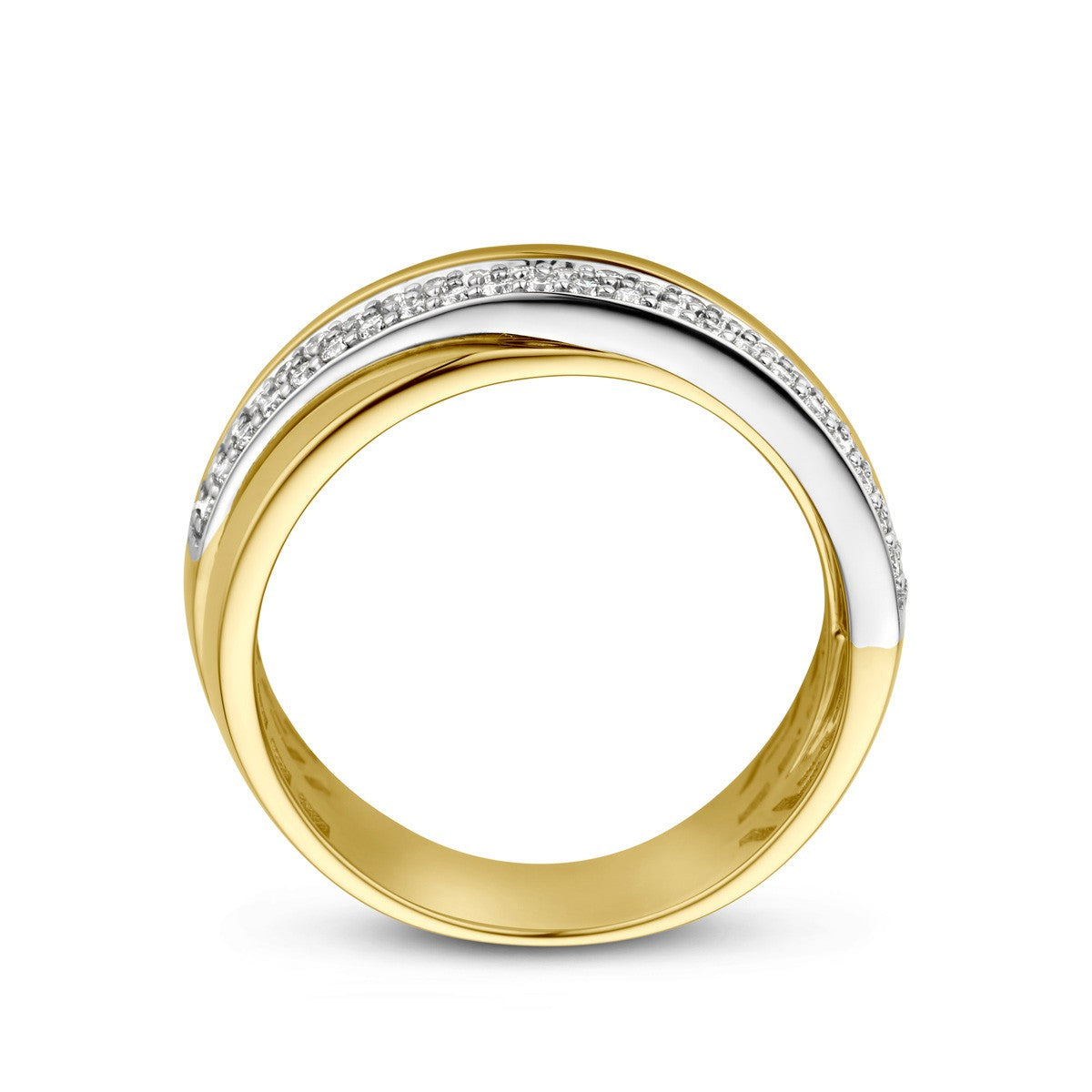 14K Bicolor Geel- En Witgoud Geel/Wit Ring Diamant 0.51Ct H Si 4208388 - PansiteNederland.nl