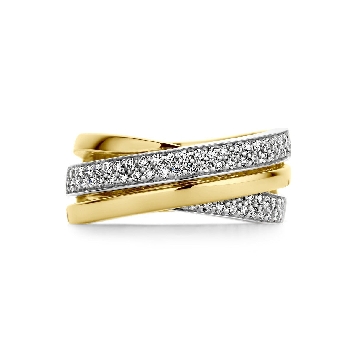 14K Bicolor Geel- En Witgoud Geel/Wit Ring Diamant 0.51Ct H Si 4208388 - PansiteNederland.nl