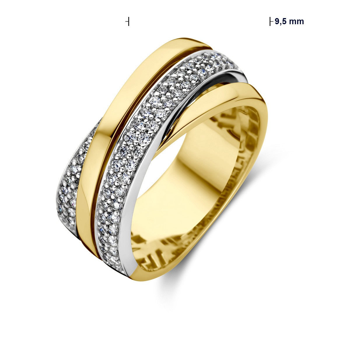 14K Bicolor Geel- En Witgoud Geel/Wit Ring Diamant 0.51Ct H Si 4208388 - PansiteNederland.nl