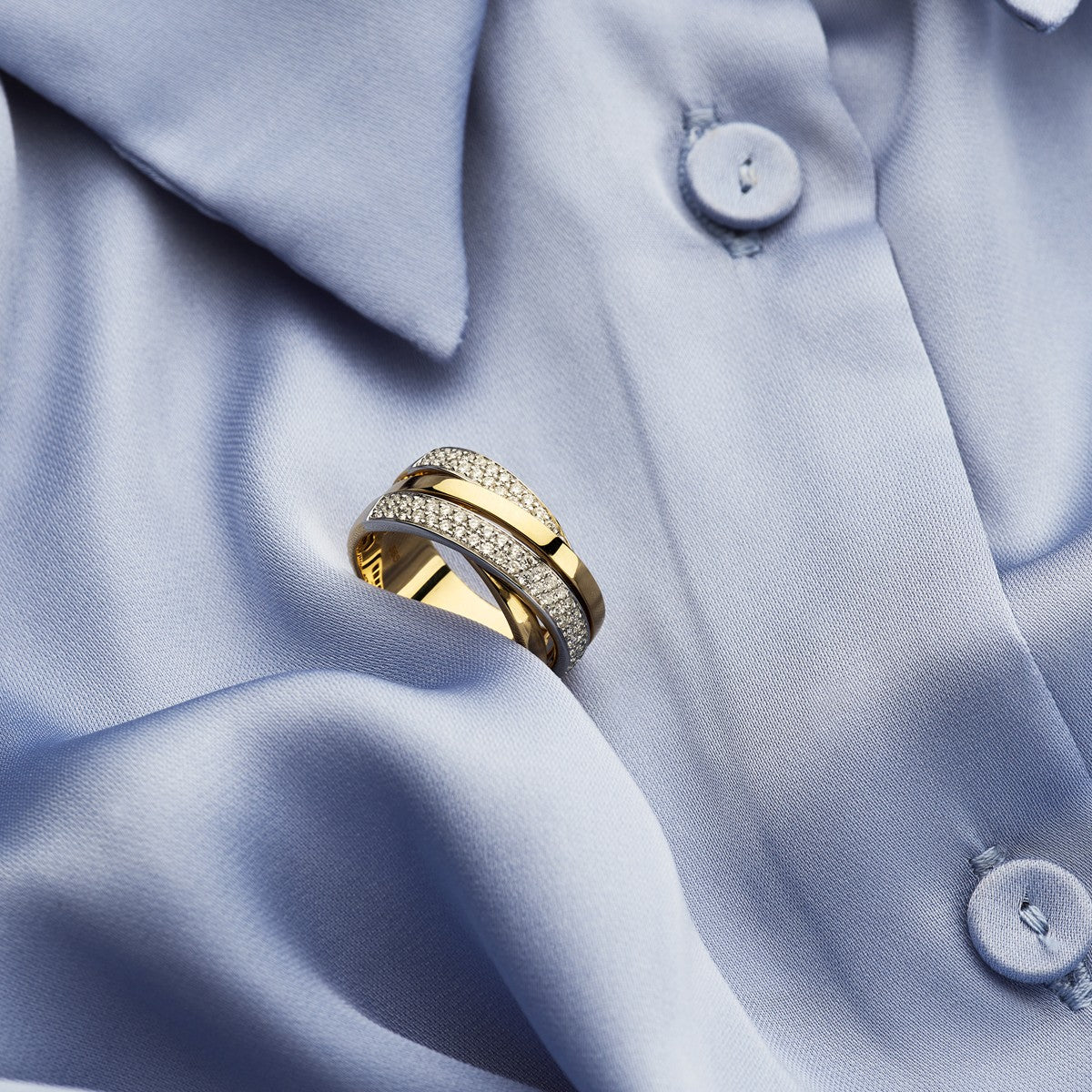 14K Bicolor Geel- En Witgoud Geel/Wit Ring Diamant 0.51Ct H Si 4208388 - PansiteNederland.nl