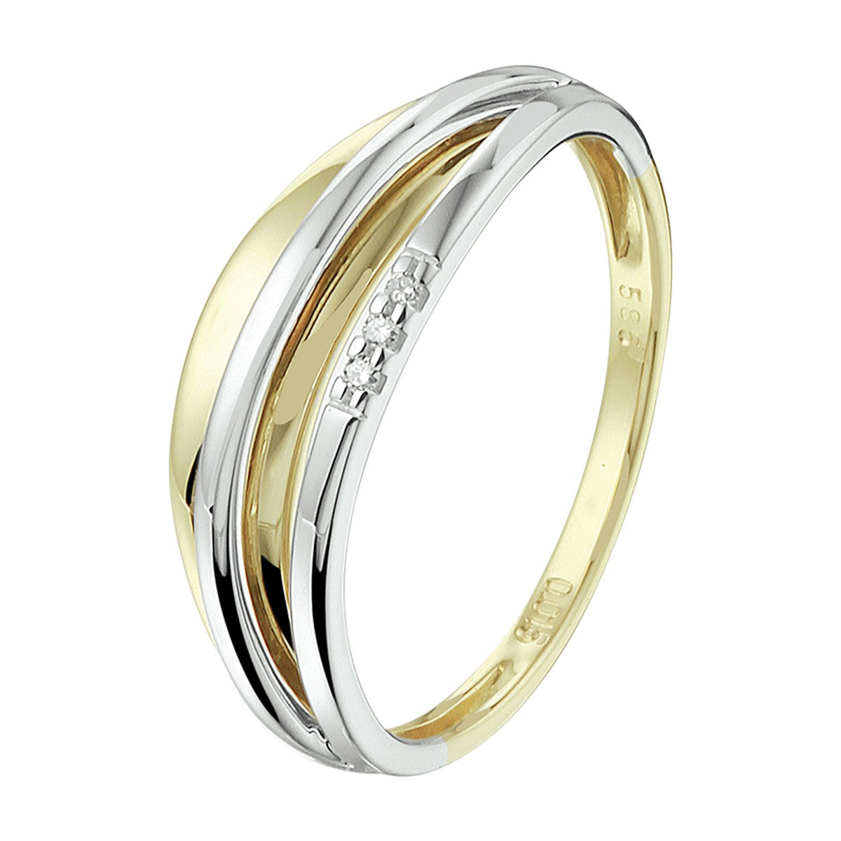 Bicolor Gouden ring met diamant 0.015ct h si 14 - 4208405 - PansiteNederland.nl