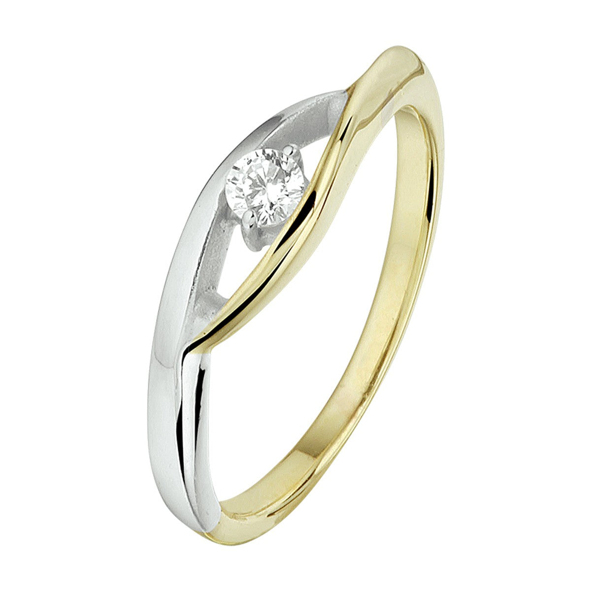 Bicolor 14K gouden Ring zirkonia - 4208416