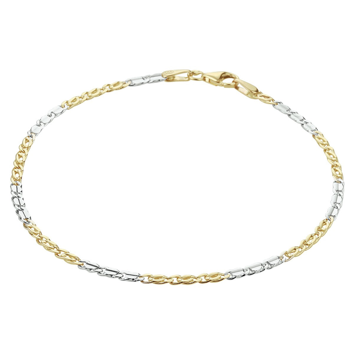 armband valkenoog 2,1 mm 14K bicolor goud geel/wit - PansiteNederland.nl