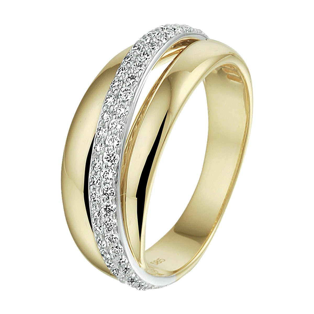 14K Bicolor Geel- En Witgoud Geel/Wit Ring Diamant 0.47Ct H Si 4208551 - PansiteNederland.nl