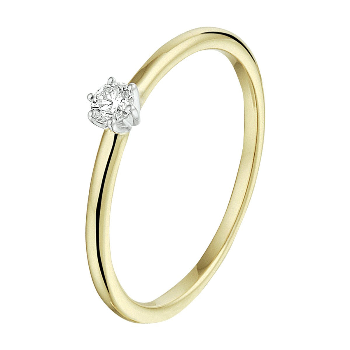 14K Bicolor Geel- En Witgoud Geel/Wit Ring Diamant 0.10Ct H Si 4208556 - PansiteNederland.nl