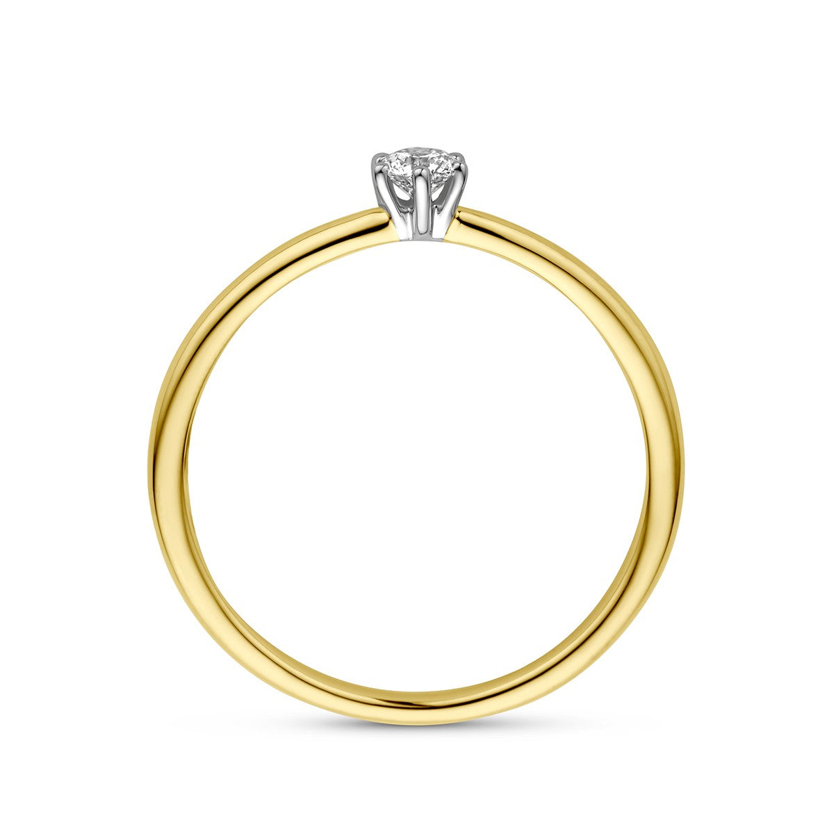 14K Bicolor Geel- En Witgoud Geel/Wit Ring Diamant 0.10Ct H Si 4208556 - PansiteNederland.nl