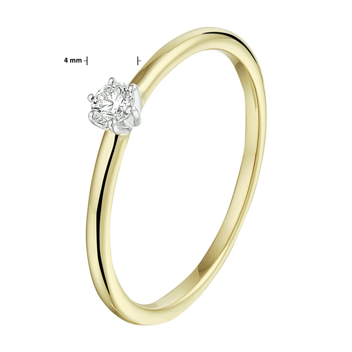 14K Bicolor Geel- En Witgoud Geel/Wit Ring Diamant 0.10Ct H Si 4208556 - PansiteNederland.nl