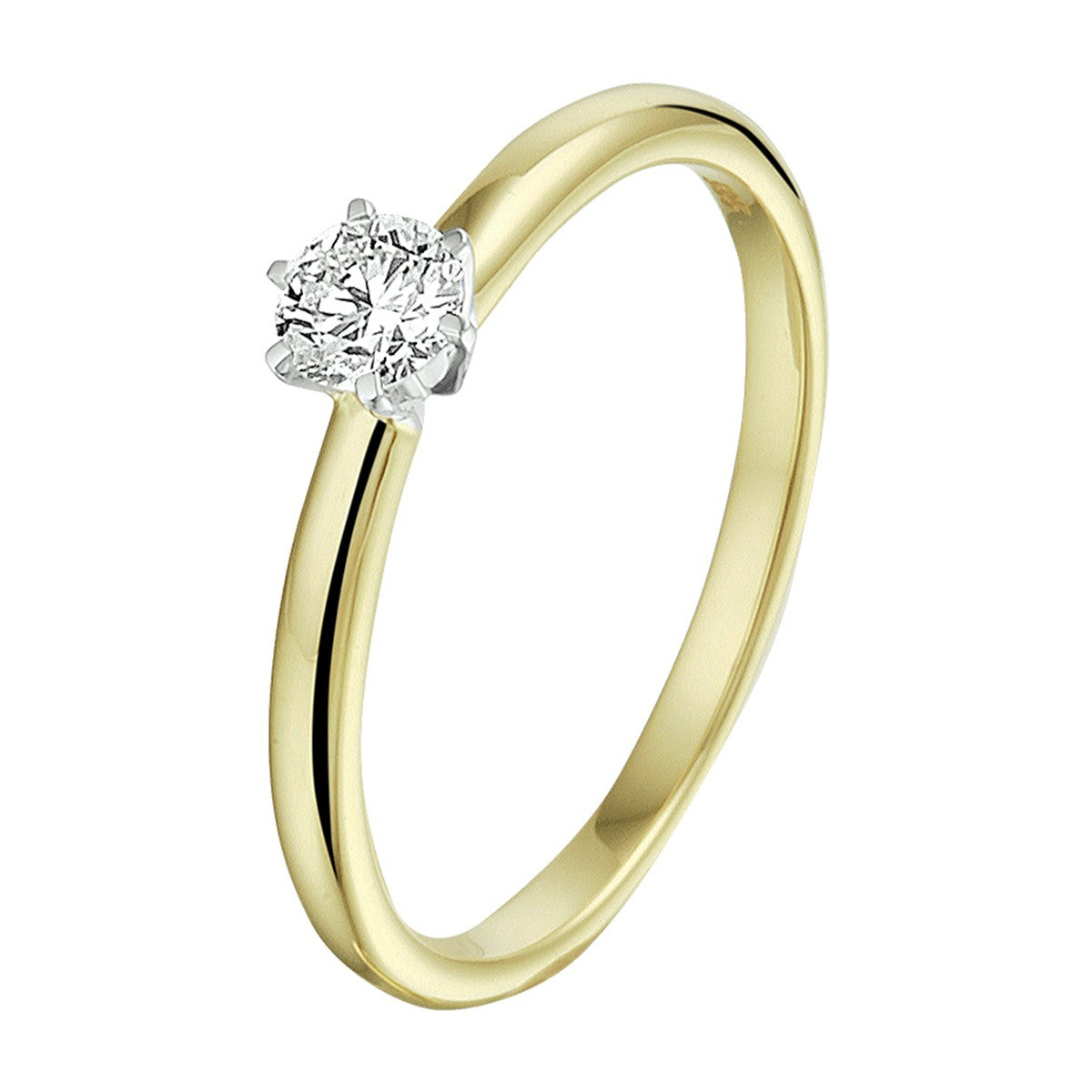 14K Bicolor Geel- En Witgoud Geel/Wit Ring Diamant 0.20Ct H Si 4208559 - PansiteNederland.nl