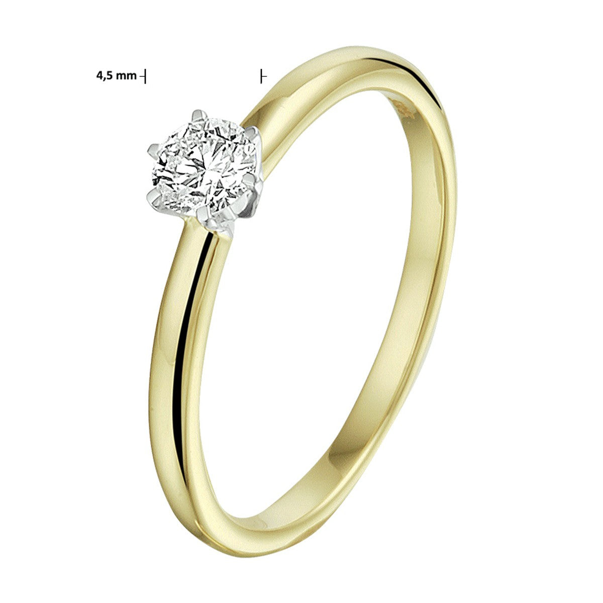 14K Bicolor Geel- En Witgoud Geel/Wit Ring Diamant 0.20Ct H Si 4208559 - PansiteNederland.nl