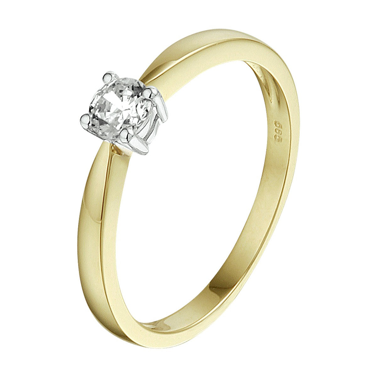 14K Bicolor Geel- En Witgoud Geel/Wit Ring Met Zirkonia 4208572 - PansiteNederland.nl