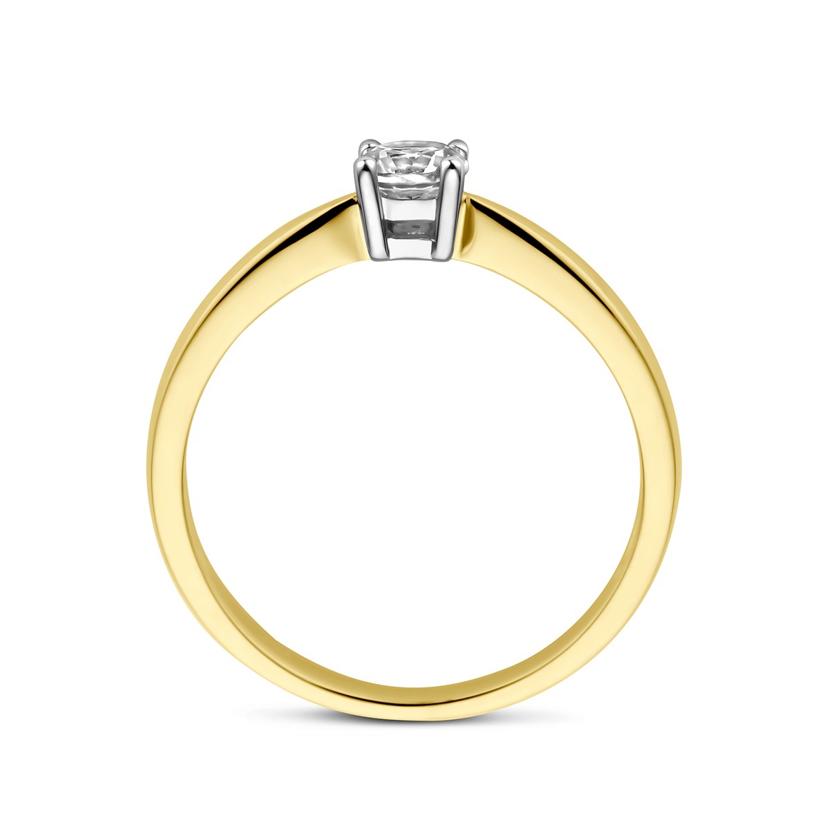 14K Bicolor Geel- En Witgoud Geel/Wit Ring Met Zirkonia 4208572 - PansiteNederland.nl