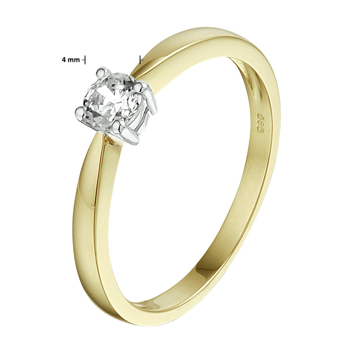 14K Bicolor Geel- En Witgoud Geel/Wit Ring Met Zirkonia 4208572 - PansiteNederland.nl