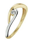 14K Bicolor Geel- En Witgoud Geel/Wit Ring Met Zirkonia 4208583 - PansiteNederland.nl