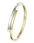 14K Bicolor Goud Geel/Wit Bangle Scharnier 9 X 61,5 Mm 4208587