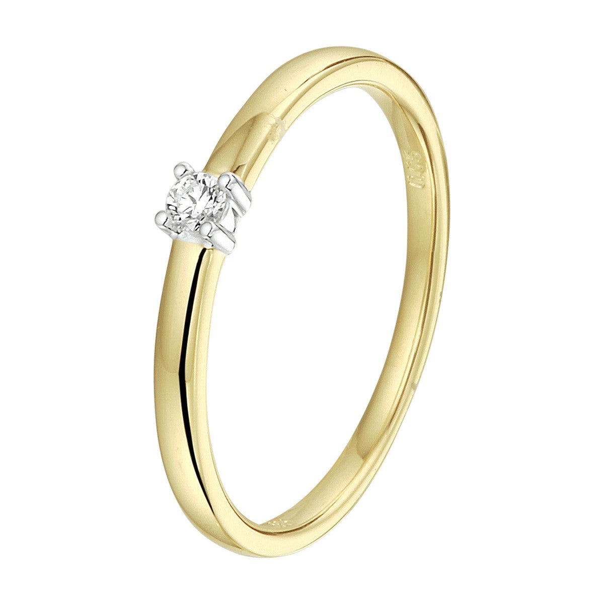 14K Bicolor Geel- En Witgoud Geel/Wit Ring Diamant 0.05Ct H Si 4208631 - PansiteNederland.nl