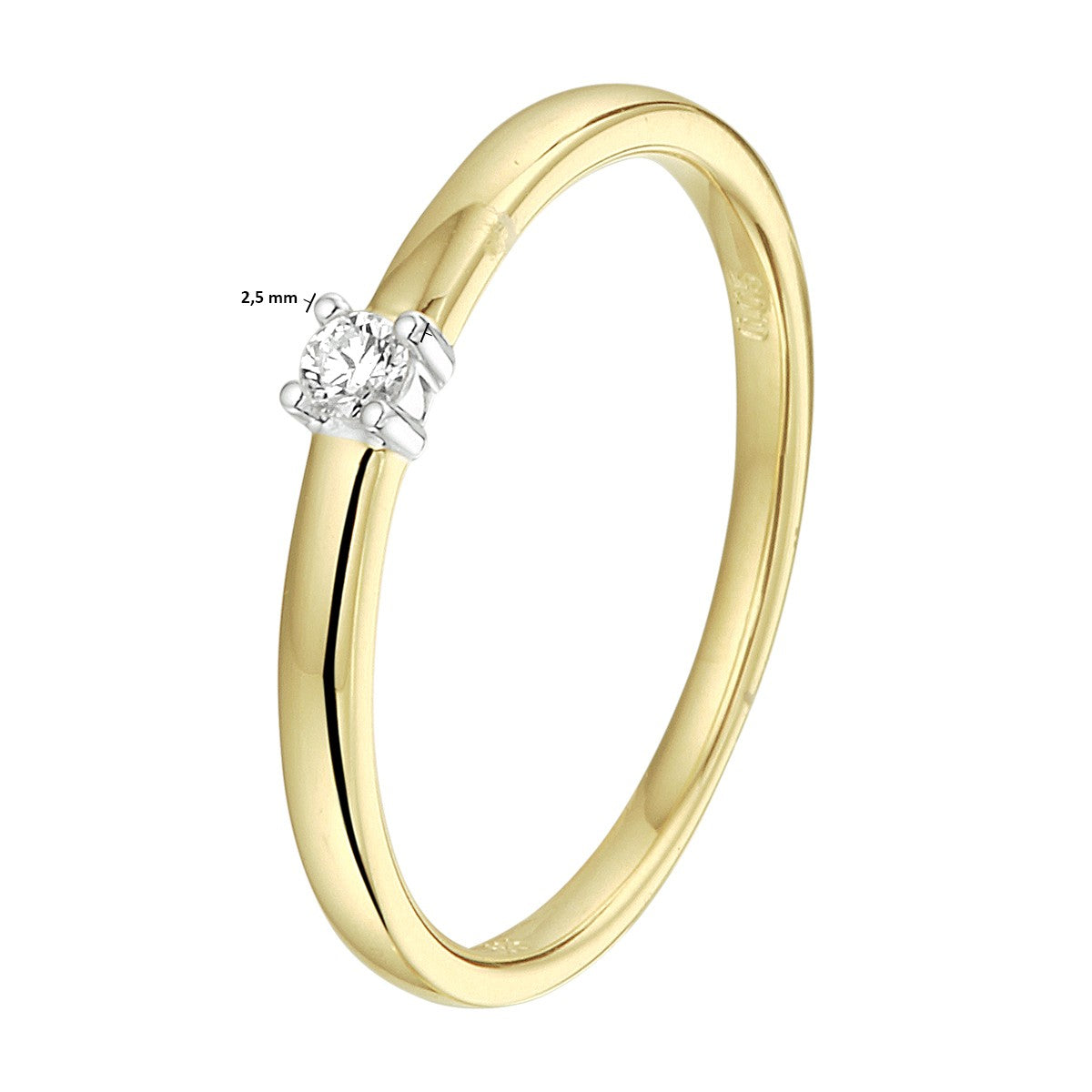 14K Bicolor Geel- En Witgoud Geel/Wit Ring Diamant 0.05Ct H Si 4208631 - PansiteNederland.nl