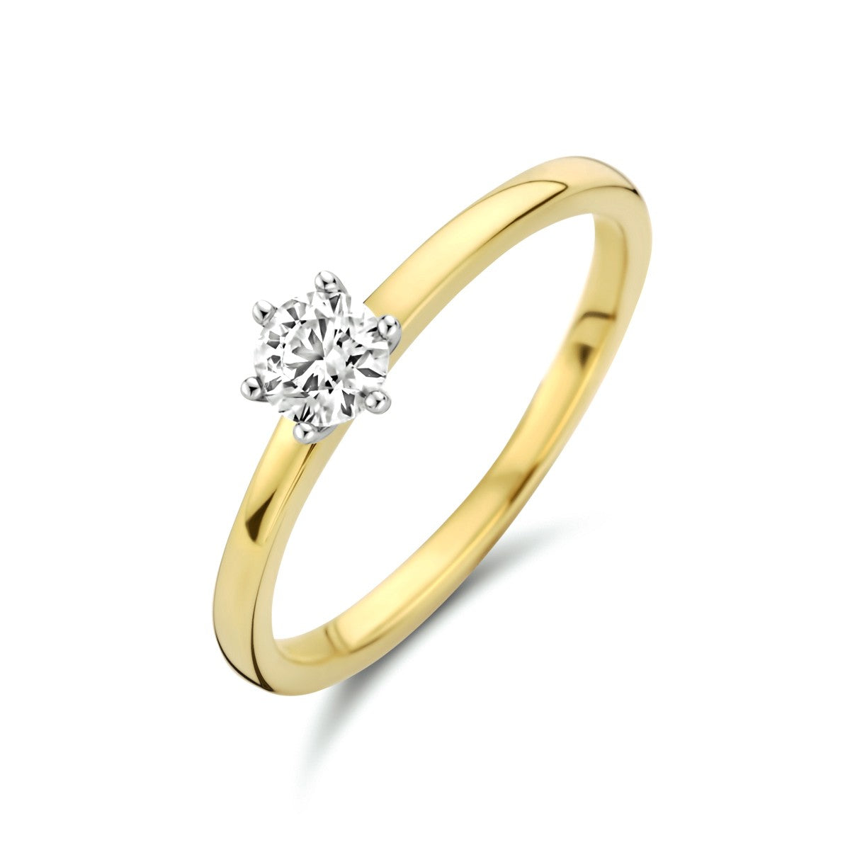 14K Bicolor Geel- En Witgoud Geel/Wit Ring Diamant 0.25Ct H Si 4208679 - PansiteNederland.nl