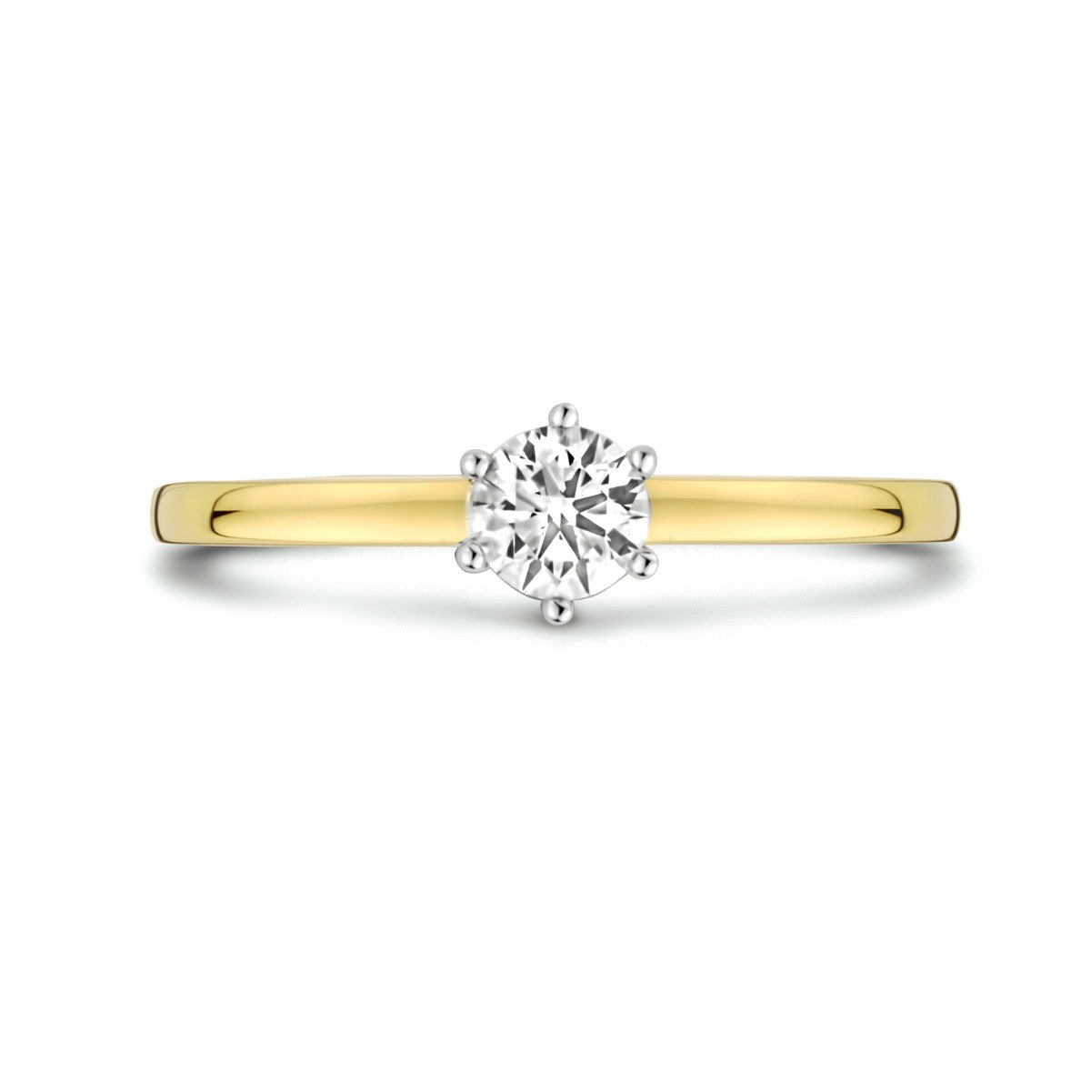14K Bicolor Geel- En Witgoud Geel/Wit Ring Diamant 0.25Ct H Si 4208679 - PansiteNederland.nl