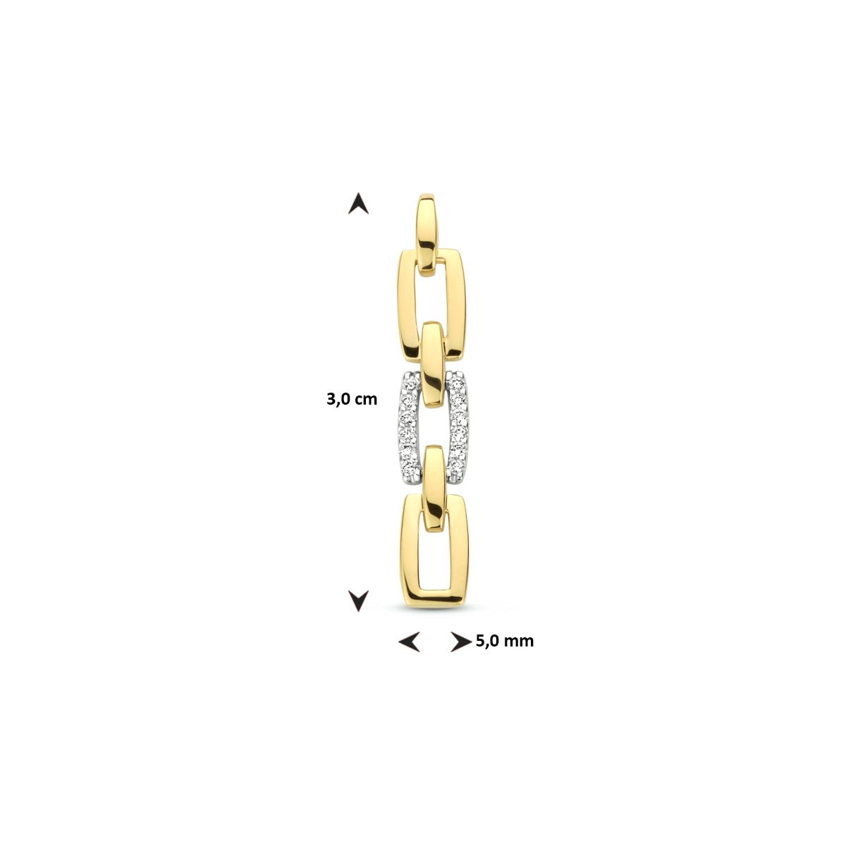 14K bicolor goud geel/wit hanger schakel diamant 0.05ct h si 4208684 - PansiteNederland.nl