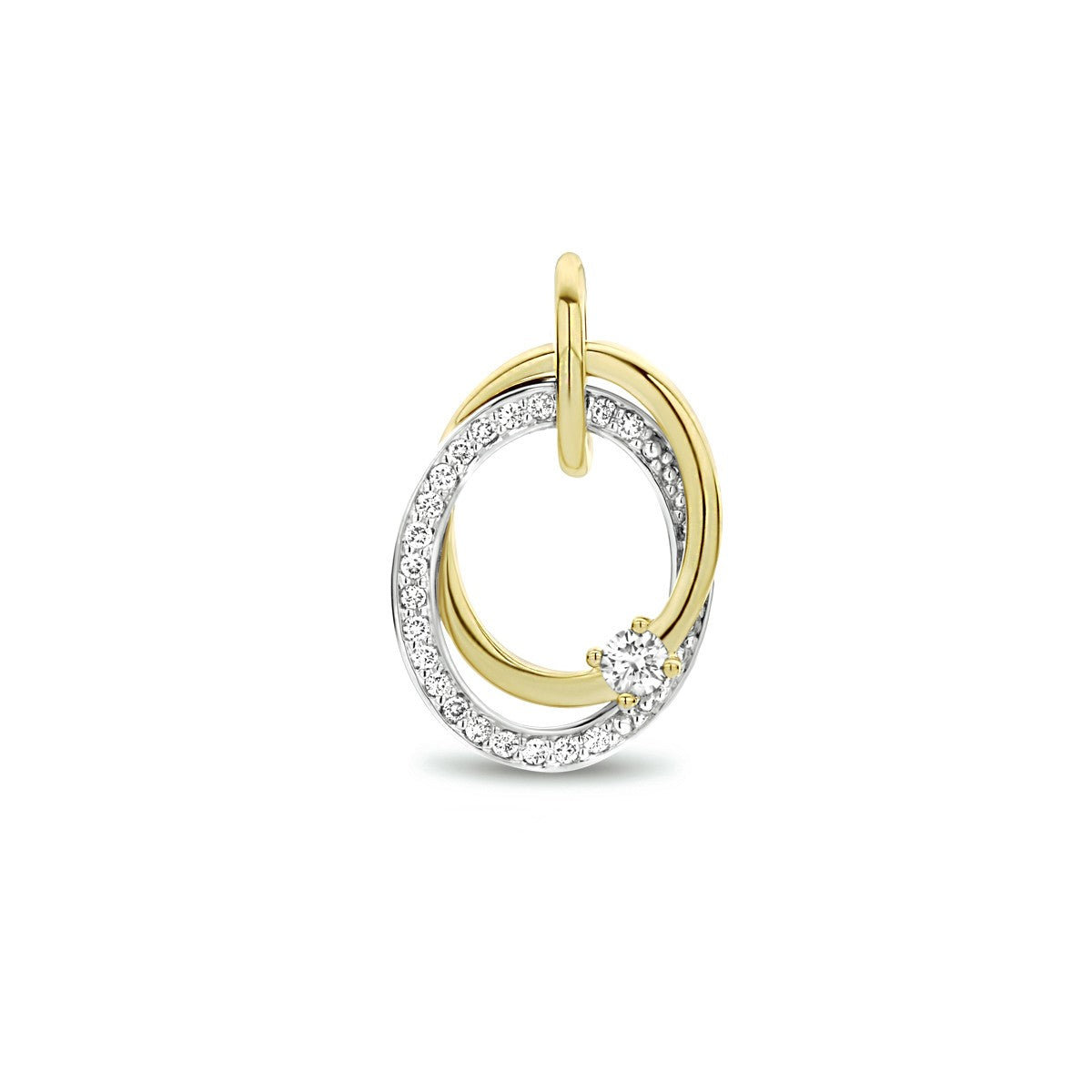 14K bicolor goud geel/wit hanger diamant 0.14ct h si 4208690