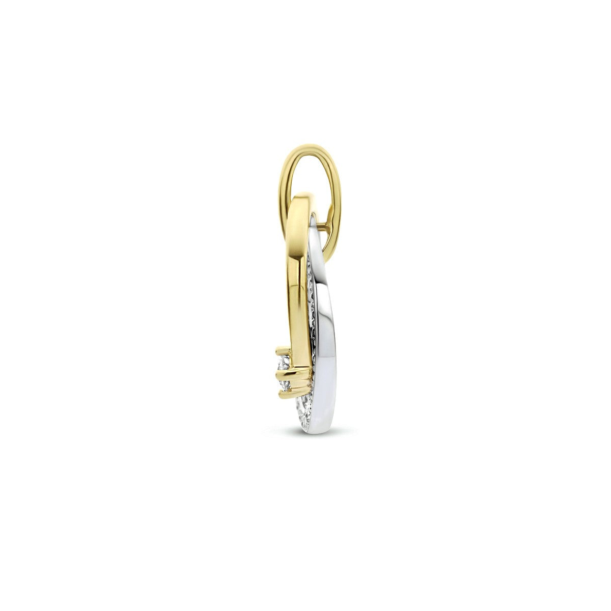 14K bicolor goud geel/wit hanger diamant 0.14ct h si 4208690