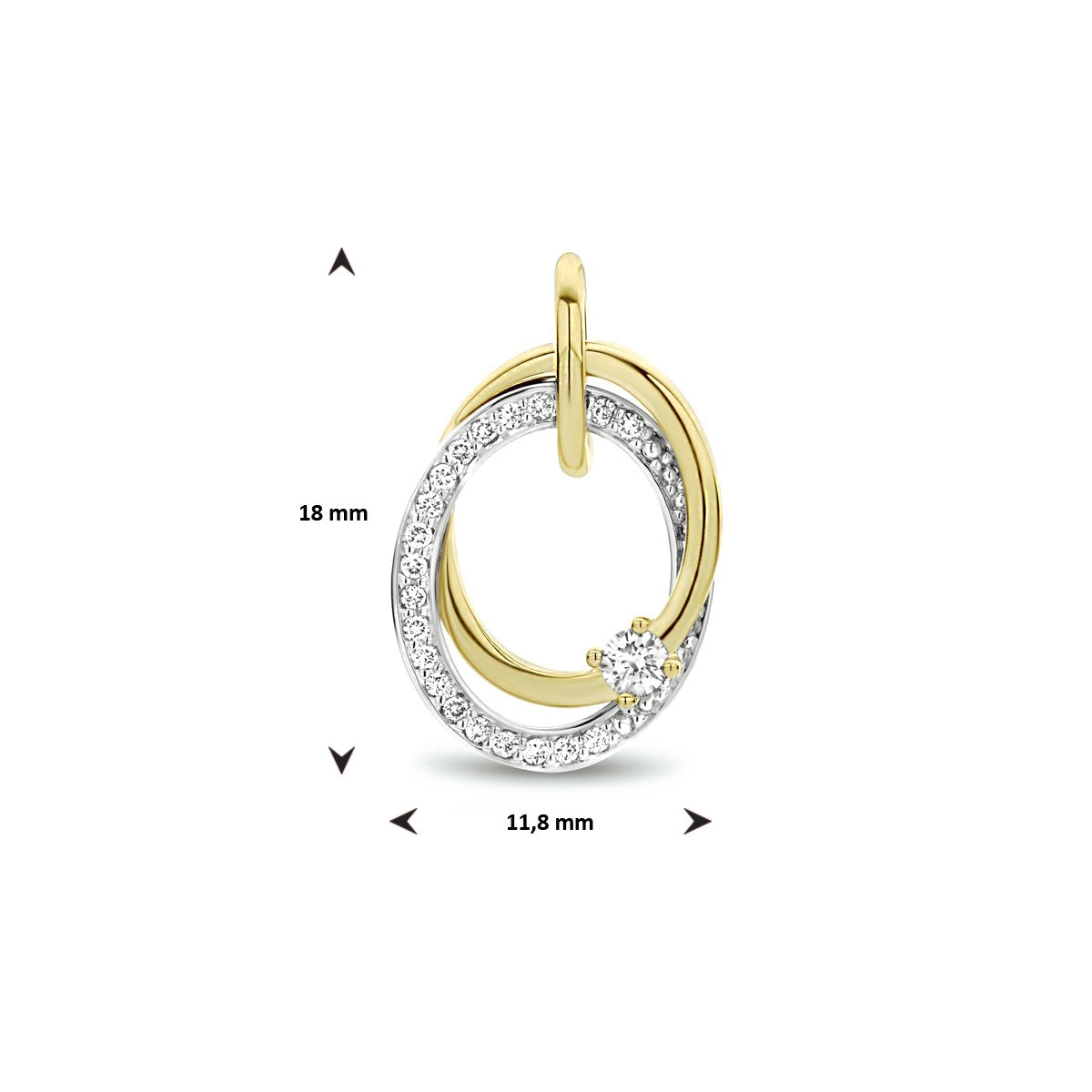14K bicolor goud geel/wit hanger diamant 0.14ct h si 4208690