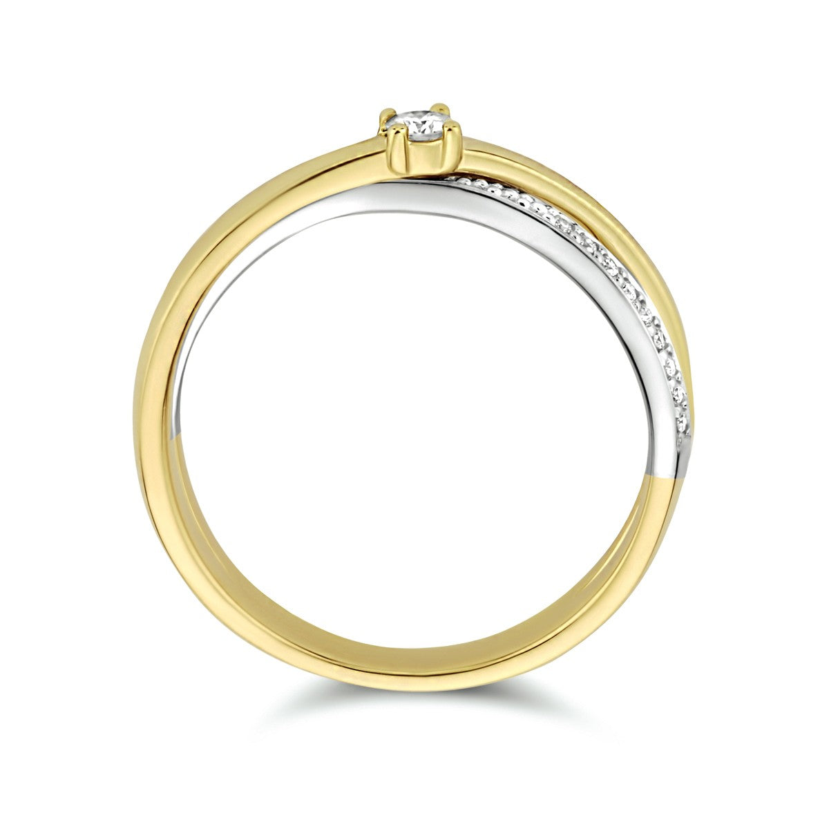 14K Bicolor Geel- En Witgoud Geel/Wit Ring Diamant 0.13Ct H Si 4208691 - PansiteNederland.nl