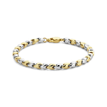 14K Bicolor gouden armband 18,5 cm 14K bicolor goud geel/wit 4208704