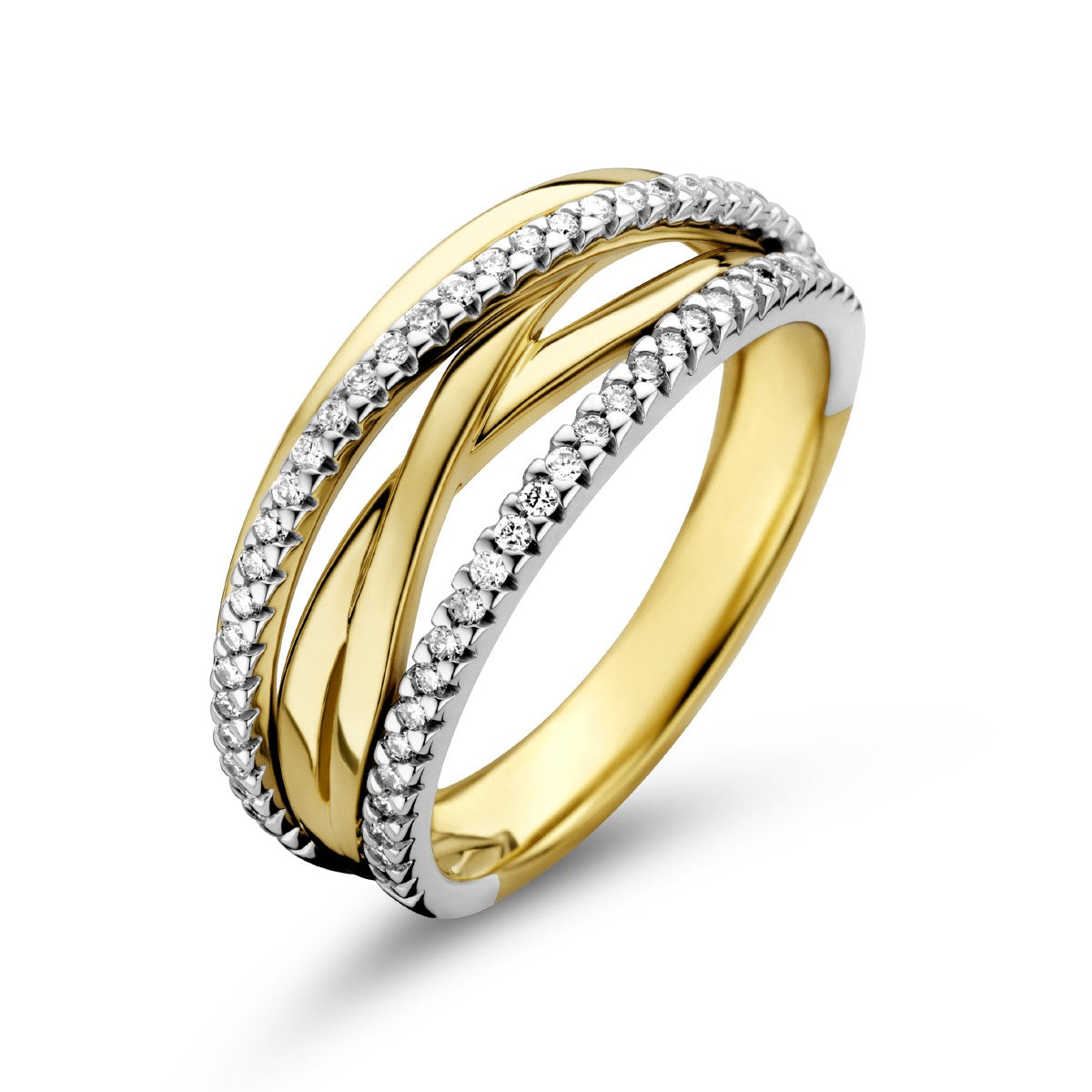 14K Bicolor Geel- En Witgoud Geel/Wit Ring Diamant 0.25Ct H Si 4208873 - PansiteNederland.nl