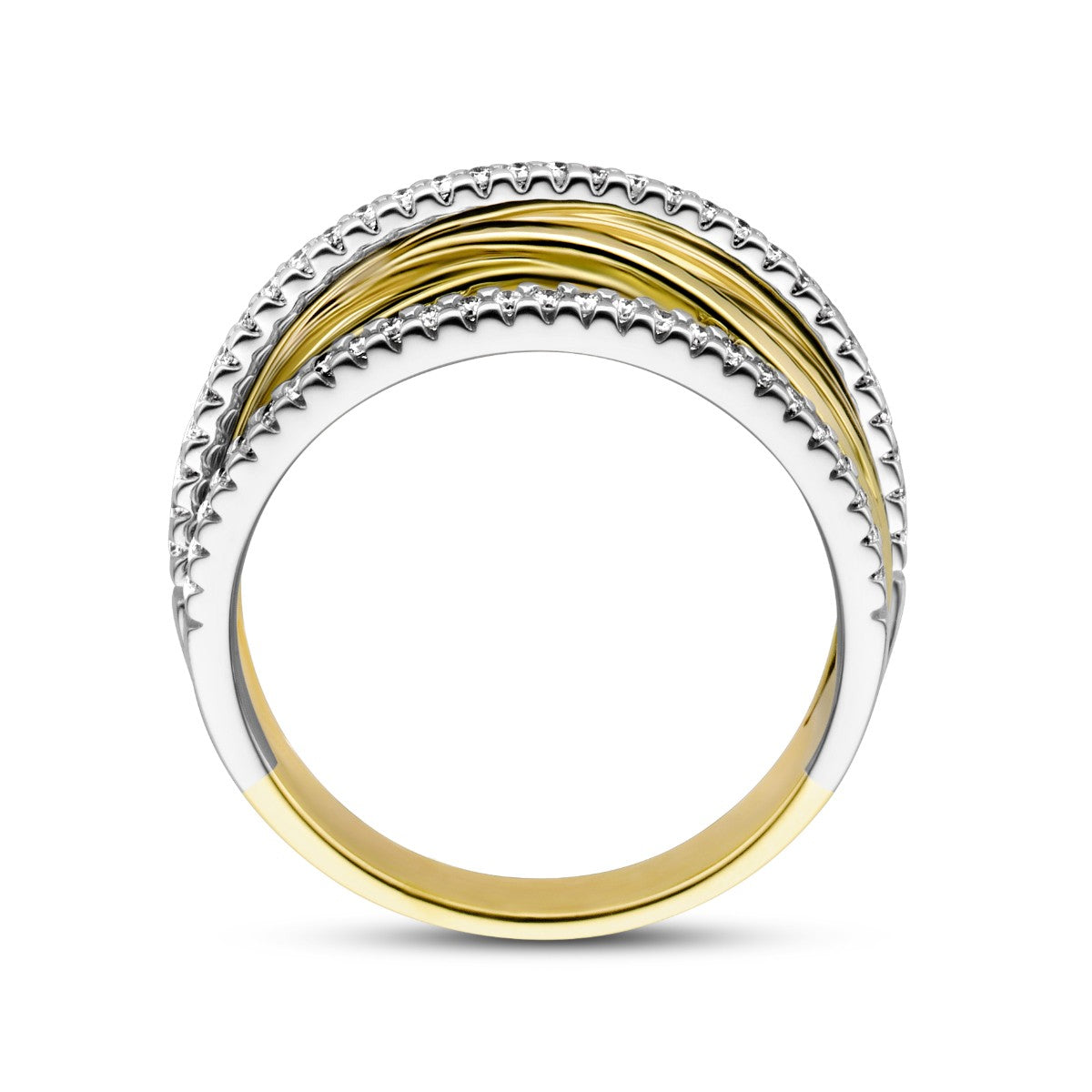 14K Bicolor Geel- En Witgoud Geel/Wit Ring Diamant 0.25Ct H Si 4208873 - PansiteNederland.nl