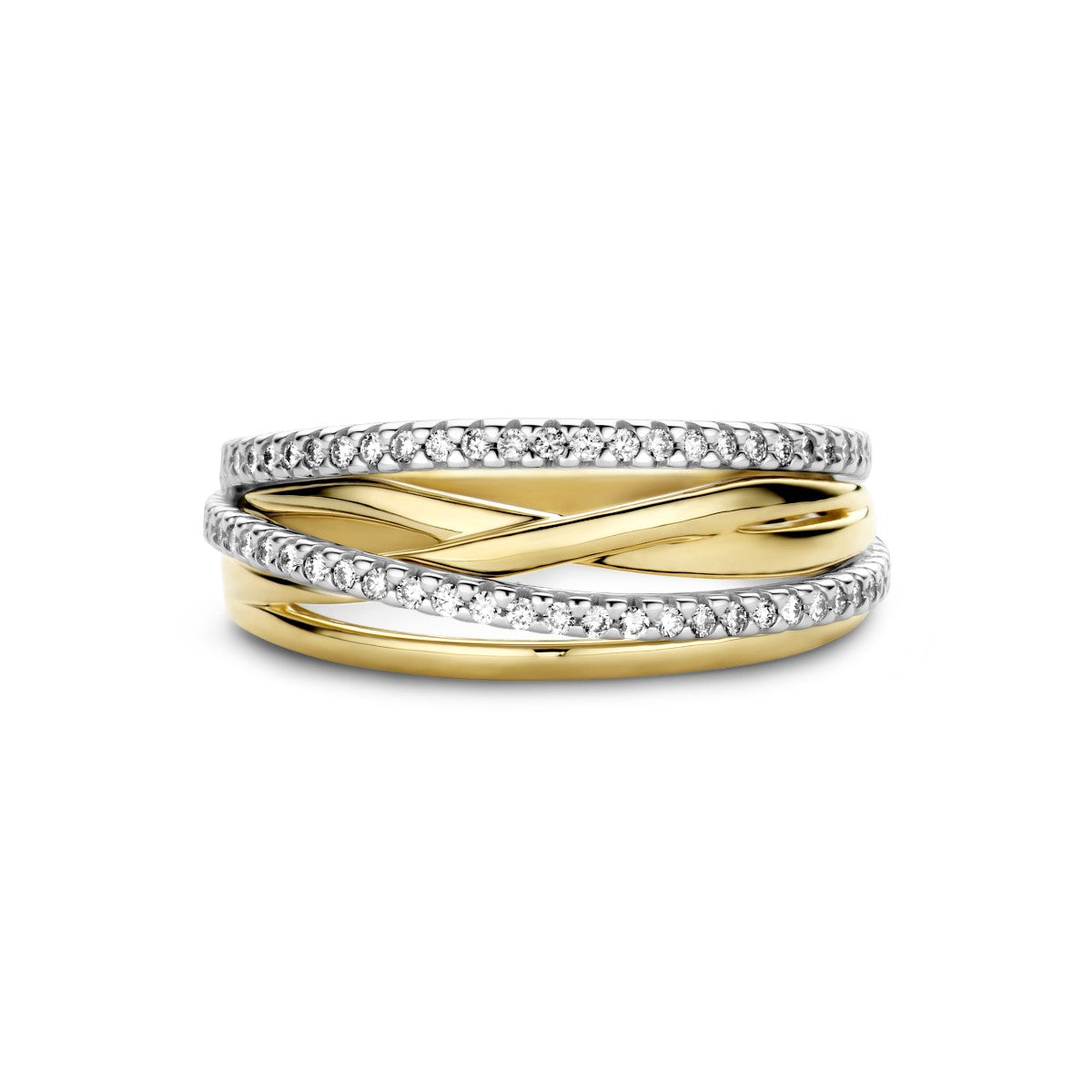 14K Bicolor Geel- En Witgoud Geel/Wit Ring Diamant 0.25Ct H Si 4208873 - PansiteNederland.nl