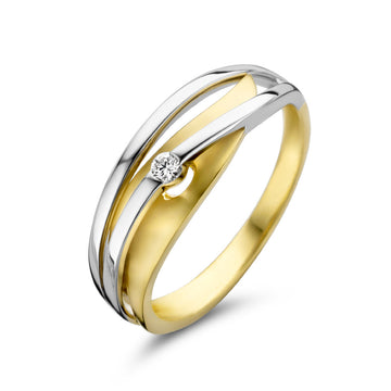 Bicolor gouden ring diamant 0.04ct h si 14K - 4208878