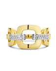 14K Bicolor Geel- En Witgoud Geel/Wit Ring Schakel Diamant 0.11Ct H Si 4208888 - PansiteNederland.nl