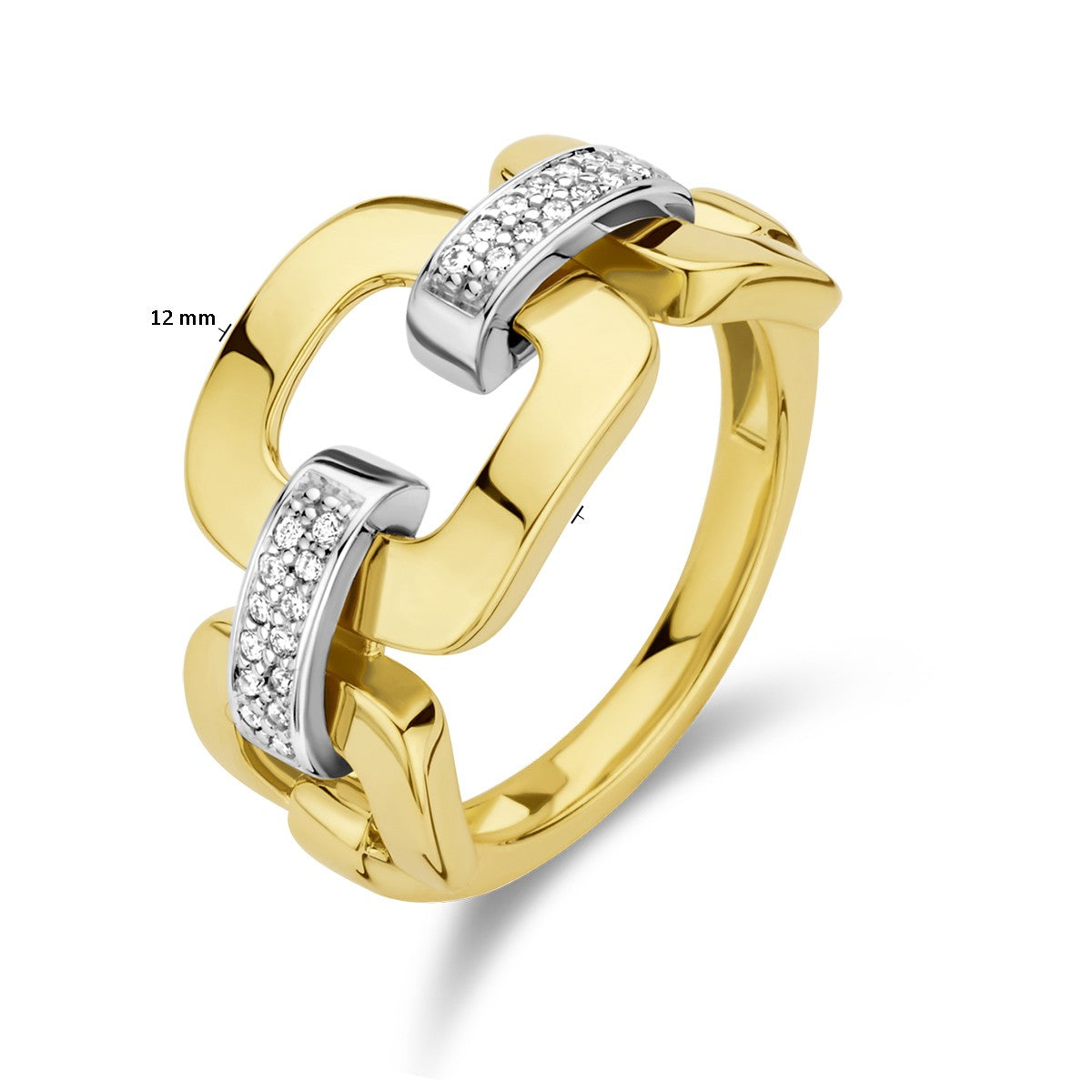 14K Bicolor Geel- En Witgoud Geel/Wit Ring Schakel Diamant 0.11Ct H Si 4208888 - PansiteNederland.nl
