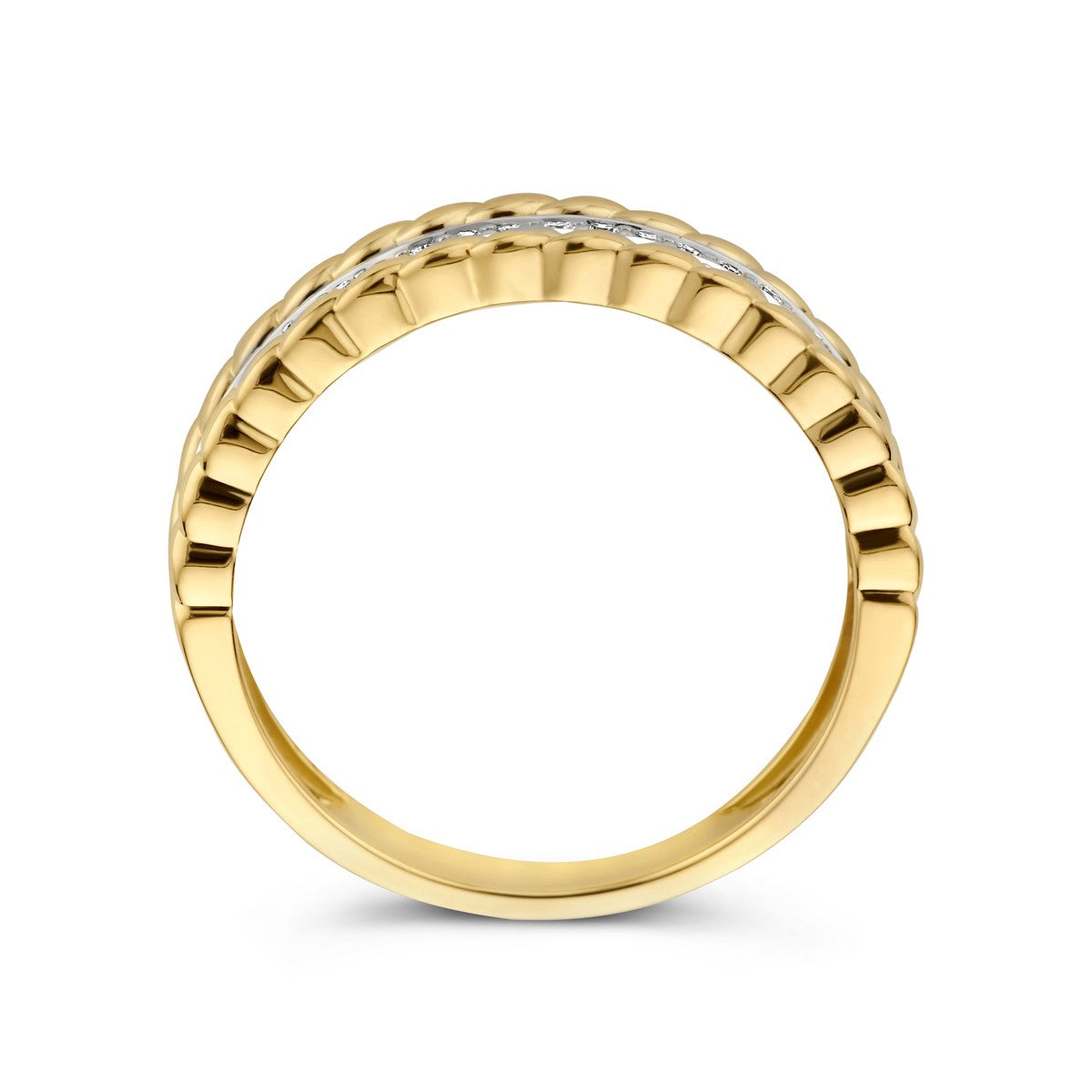 14K Bicolor Geel- En Witgoud Geel/Wit Ring Diamant 0.14Ct H Si 4208916 - PansiteNederland.nl