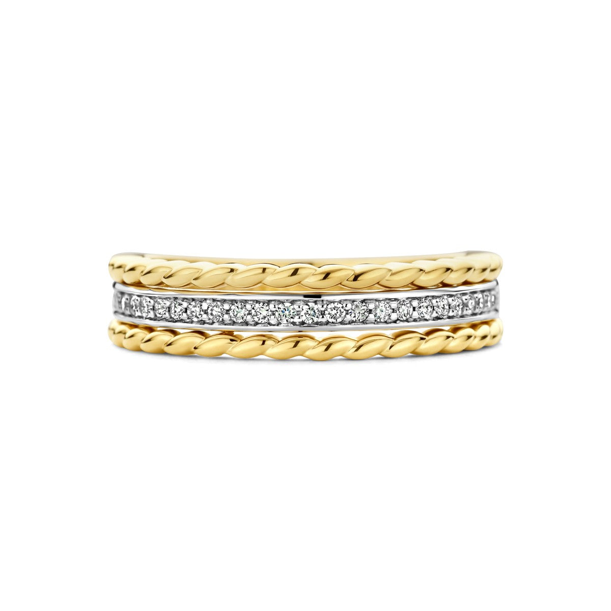 14K Bicolor Geel- En Witgoud Geel/Wit Ring Diamant 0.14Ct H Si 4208916 - PansiteNederland.nl