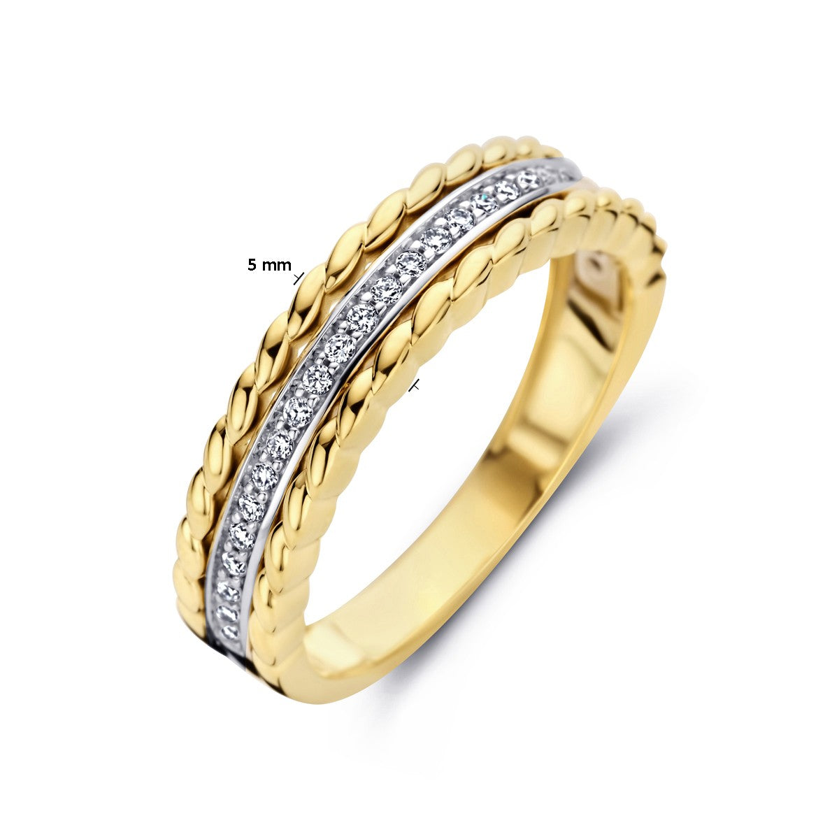 14K Bicolor Geel- En Witgoud Geel/Wit Ring Diamant 0.14Ct H Si 4208916 - PansiteNederland.nl