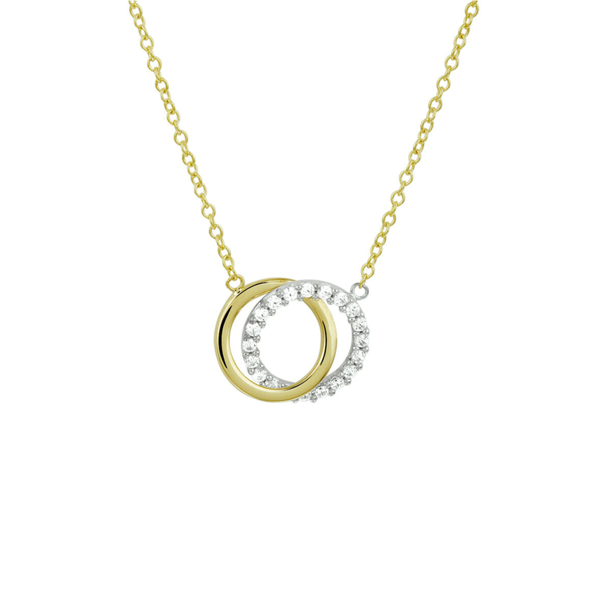 14K bicolor goud geel/wit collier rondjes zirkonia 40 - 44 cm 4208941 - PansiteNederland.nl